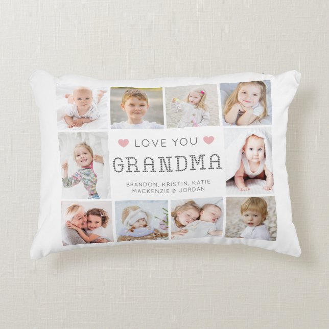 Oma Liebe Sie hören 10 Foto Personalisiert Dekokissen (Vorderseite)