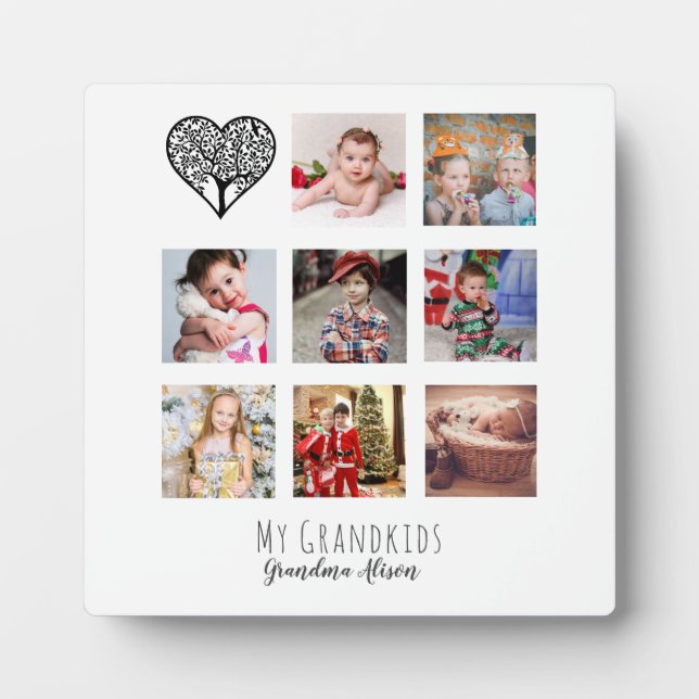 Oma Lieben ihr Familienbaum Foto Collage Geschenk Fotoplatte (Vorderseite)