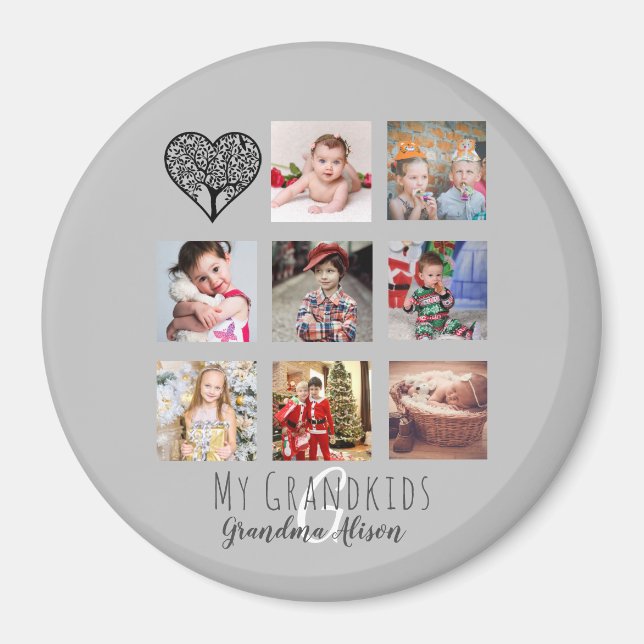 Oma Lieben ihr Familienbaum Foto Collage Geschenk Magnet (Vorne)