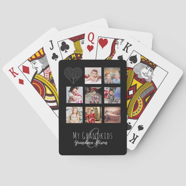 Oma Lieben ihr Familienbaum Foto Collage Geschenk Spielkarten (Rückseite)