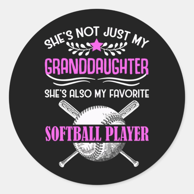 Oma Lieben Softball spielen Großtochter Runder Aufkleber (Vorderseite)