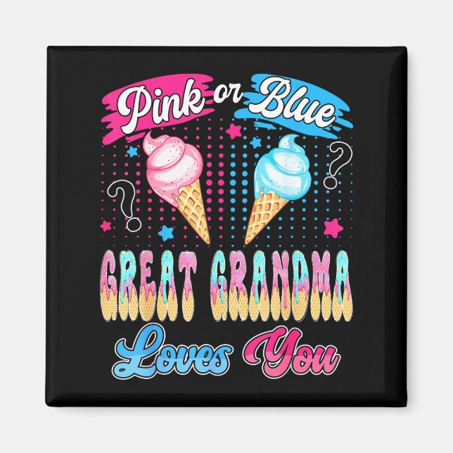 Oma liebt Eiscreme Geschlecht Rosa oder Blau Magnet (Vorne)