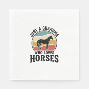 Oma liebt Pferde Vintage-Stich-Shirt-Design Serviette