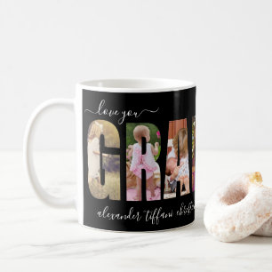 Oma liebt sieben Fotos Namen Enkelkinder Schwarz Kaffeetasse