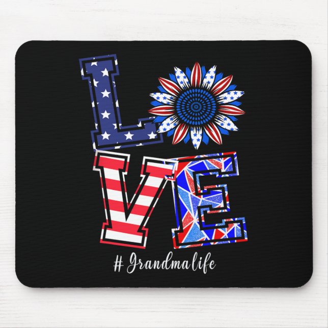 Oma Life 4. Juli Liebe Sonnenblume Amerikaner F Mousepad (Vorne)