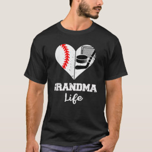Oma Life Heart Funny Baseball Hockey Oma T-Shirt