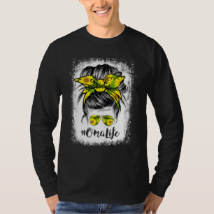 Oma Life Messy Bun Haare Sonnenblumen Mutter T-Shirt