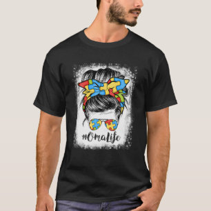 Oma Life Messy Bun Hair Bandana Brille Autism T-Shirt