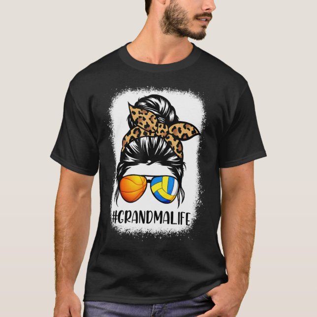 Oma Life Messy Bun Hair Volleyball Basketbal T-Shirt (Vorderseite)