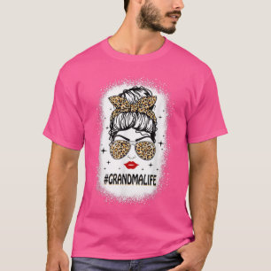 Oma Life Messy Bun Leopard Frauen Muttertag T-Shirt