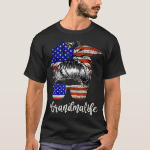 Oma Life USA Flag American Independence Day T-Shirt
