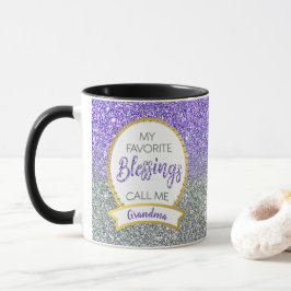 Oma Lila Silver Favorite Segen Glitzer Tasse