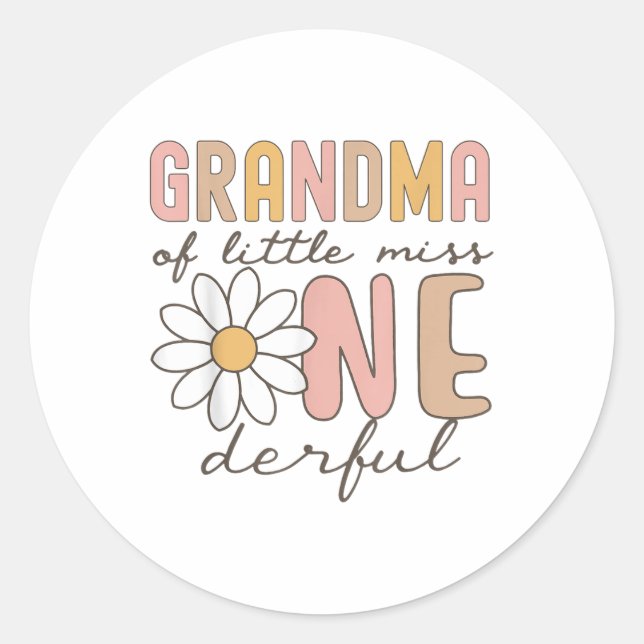 Oma Little Miss Onederful First Birthday Da Runder Aufkleber (Vorderseite)