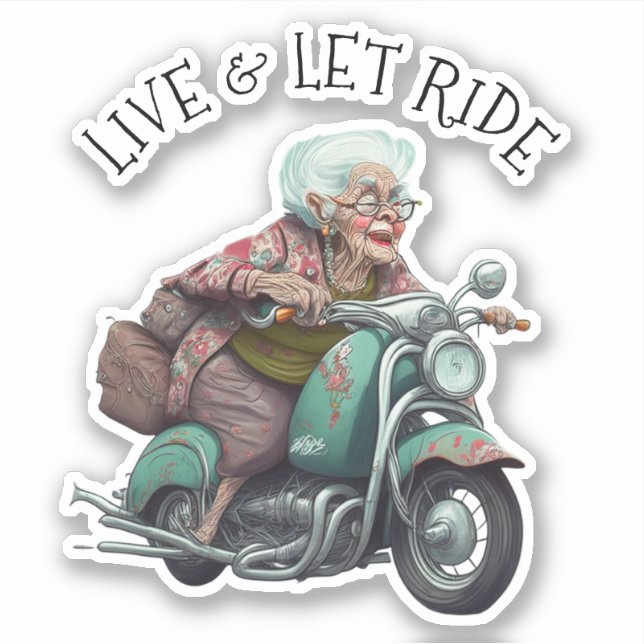 Oma live und Gelassen Motorrad Aufkleber (Vorderseite)