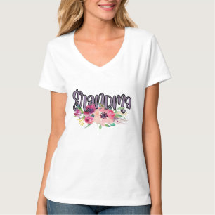 Oma mit Aquarellfarben-Blume T-Shirt