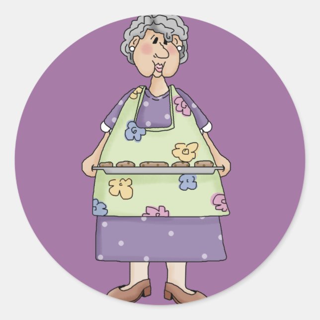 Oma mit Cookies Design Runder Aufkleber (Vorderseite)