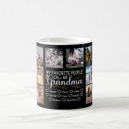 Oma mit Namen und 14 Fotos der Enkel Kaffeetasse