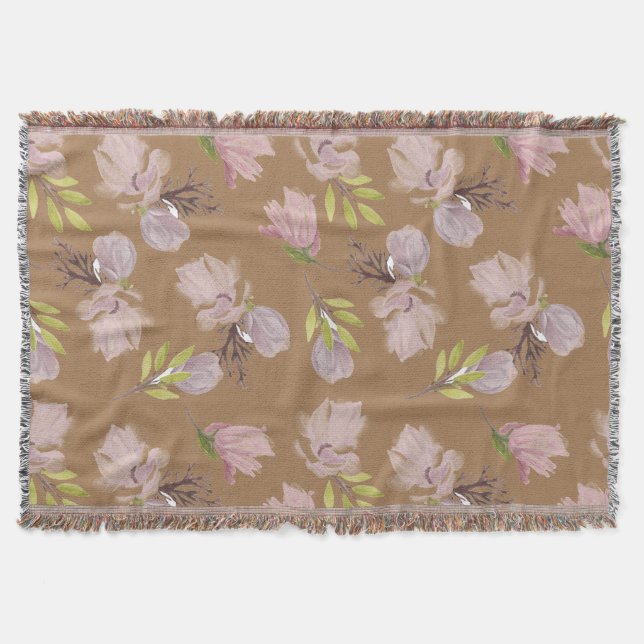 Oma moderne Blumenmuster gemütlich braun Decke (Vorderseite)