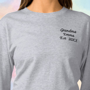 Oma Name Est Datum, Schwangerschaft Personalisiert Besticktes Langarmshirt