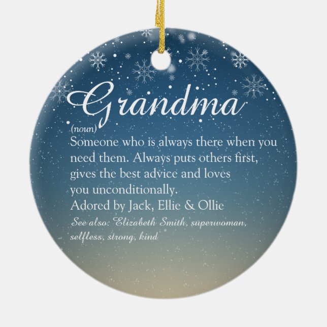 Oma Nan Granny Definition Foto Weihnachten Keramik Ornament (Hinten)