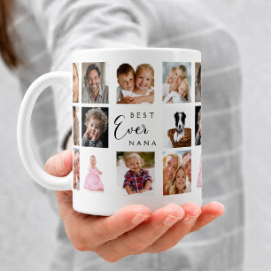 Oma Nana-Fotocollage weiß schwarz Kaffeetasse