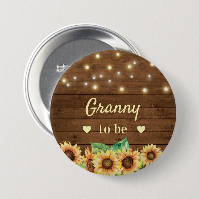 Oma, neue Großmutter Sonnenblumendusche Button (Vorne & Hinten)