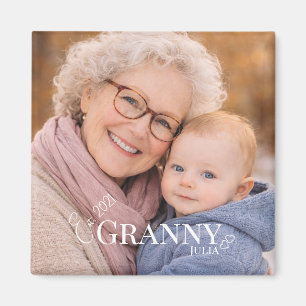 Oma oder Grammy Foto Gründungsjahr Herzen Magnet