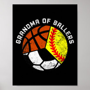 Oma of Byllers Fun Softbyll Soccer Bysketbyll Poster