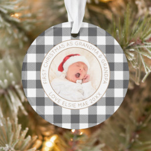 Oma Oma Oma Opa Foto Name Kariert Ornament