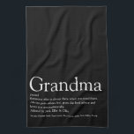 Oma Oma Schwarz-Weiß-Zitat Geschirrtuch<br><div class="desc">Personalisieren Sie für Ihre Oma, Großmutter, Oma, Nan oder Kindermädchen ein einzigartiges Geschenk für Geburtstage, Weihnachten, Muttertag, Babyduschen oder jeden Tag, den Sie gewollt haben, um zu zeigen, wie viel sie Ihnen bedeutet. Ein perfekter Weg, ihr zu zeigen, wie phantastisch sie jeden Tag ist. Sie können den Hintergrund sogar an...</div>