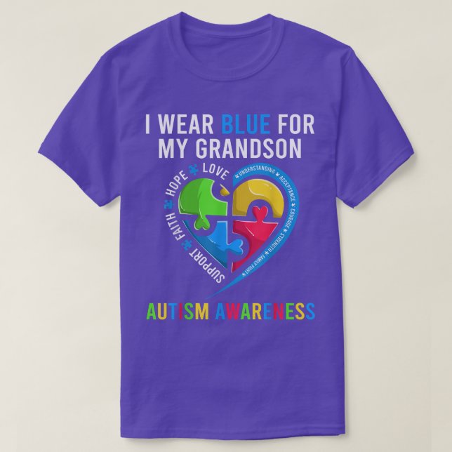 Oma Opa Autismus T-Shirt ich trage Blau für m (Design vorne)