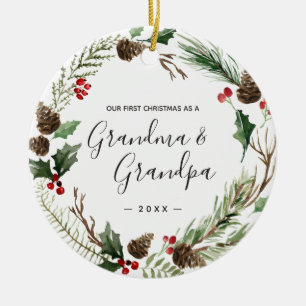 Oma & Opa Erster Blumenzauberer Keramik Ornament