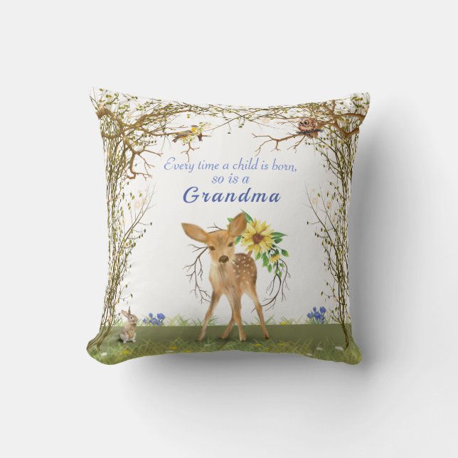 Oma & Opa Fawn Owl Sonnige Blume Kissen (Vorderseite)
