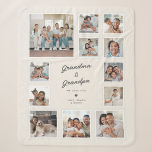 Oma & Opa Fotocollage Geschenk – Wir lieben Dich Sherpadecke