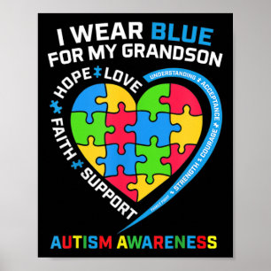 Oma Opa ich trage Blau für meinen Großmutter Autis Poster