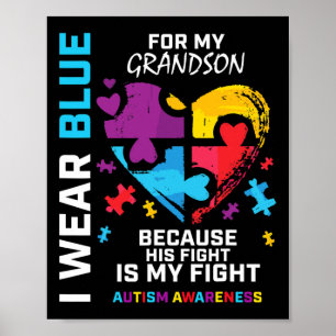 Oma Opa ich trage Blau für meinen Großmutter Autis Poster