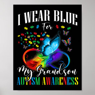Oma Opa ich trage Blau für meinen Großmutter Autis Poster