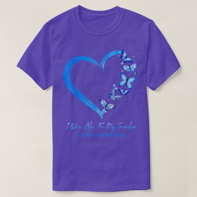 Oma Opa ich trage Blau für meinen Großmutter Autis T-Shirt (Design vorne)