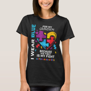 Oma Opa ich trage Blau für meinen Großmutter Autis T-Shirt