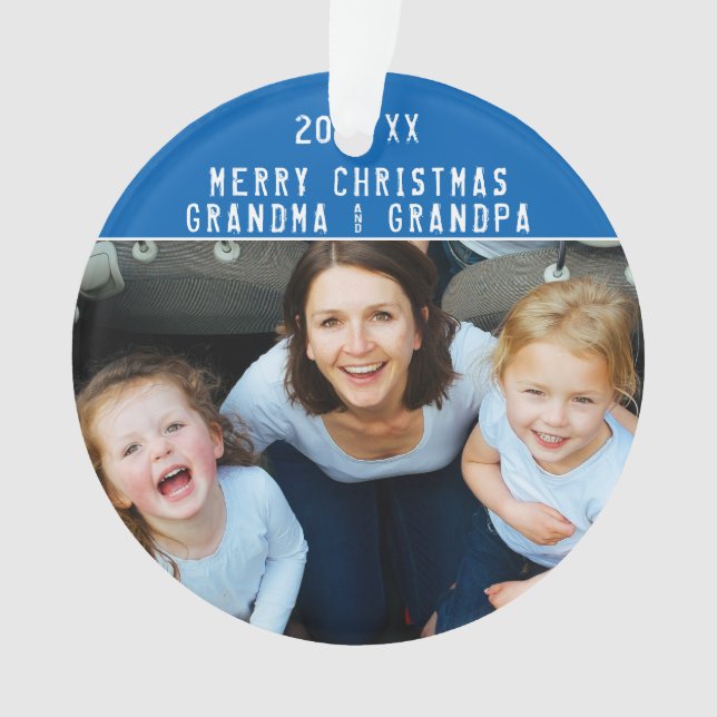 Oma & Opa Weihnachts-Keepake-Foto Ornament (Vorderseite)
