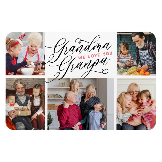 Oma Opa Wir Liebe Sie FotoCollage Magnet (Horizontal)