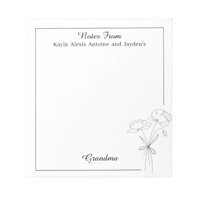 Oma Personalisiert Stationspapier Blumenpapier Set Notizblock (Vorderseite)