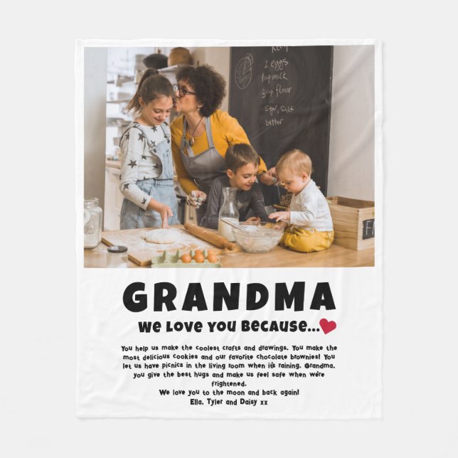 Oma Personalisiertes Foto Geschenk von Kindern Fleecedecke (Vorderseite)