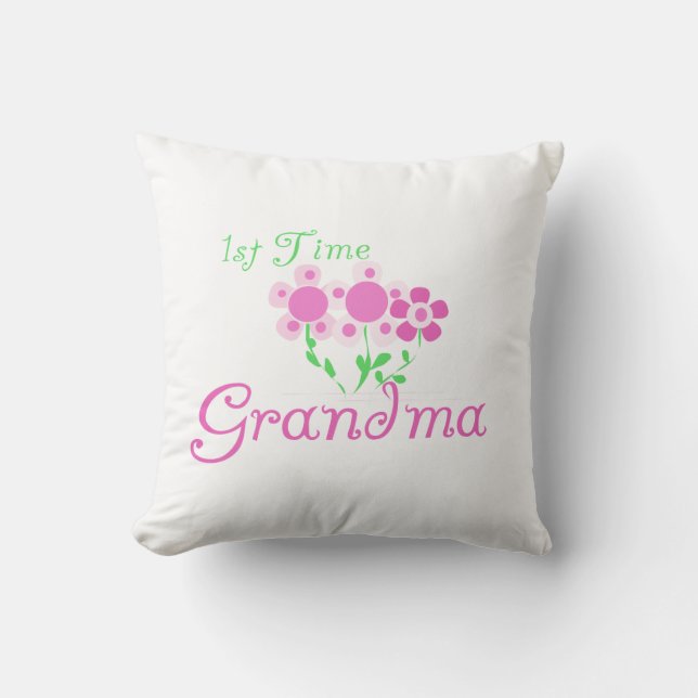 Oma Pink Blume zum ersten Mal Geschenke Kissen (Vorderseite)