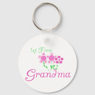 Oma-Pink-Blume zum ersten Mal Schlüsselanhänger