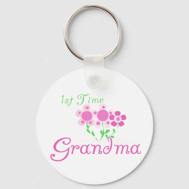 Oma-Pink-Blume zum ersten Mal Schlüsselanhänger (Vorderseite)