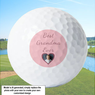 Oma Pink Hearts Großkinder Custom Foto Golfball