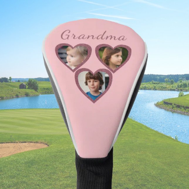 Oma Pink Herz 3 Großkinder FotoCollage Golf Headcover (Von Creator hochgeladen)
