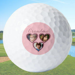 Oma Pink Herz 3 Großkinder FotoCollage Golfball