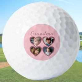 Oma Pink Herz 4 Großkinder FotoCollage Golfball
